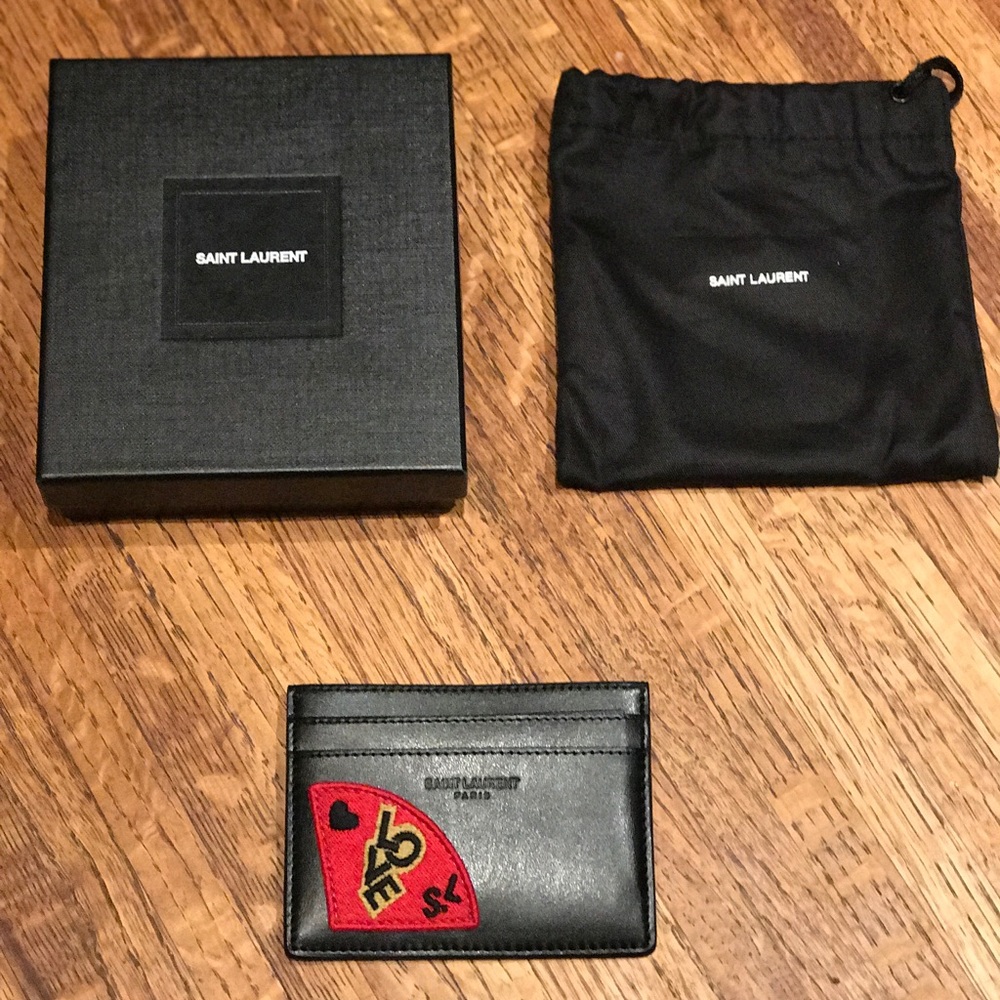 SAINT LAURENT PARIS "S.L LOVE" PATCH CARD CASE - Picture 2 of 3